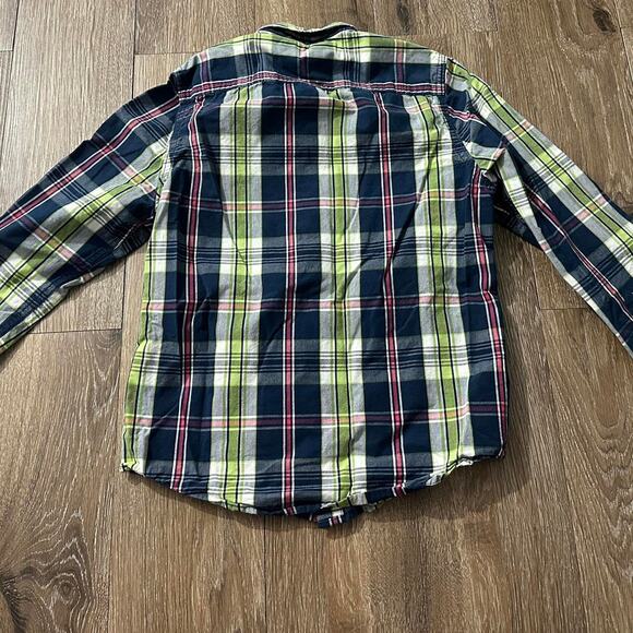 Abercrombie kids boys plaid shirt Boys Medium blue green pink - Picture 4 of 4